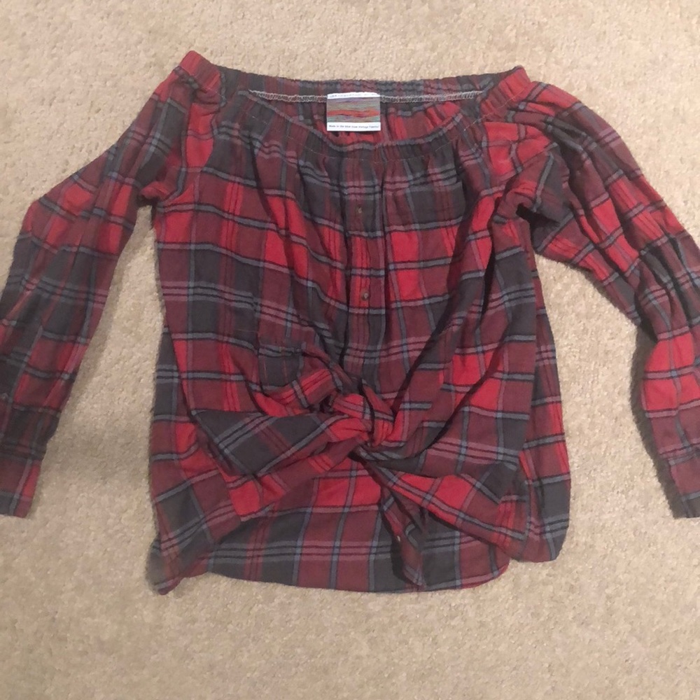 Urban Renewal off the shoulder plaid top